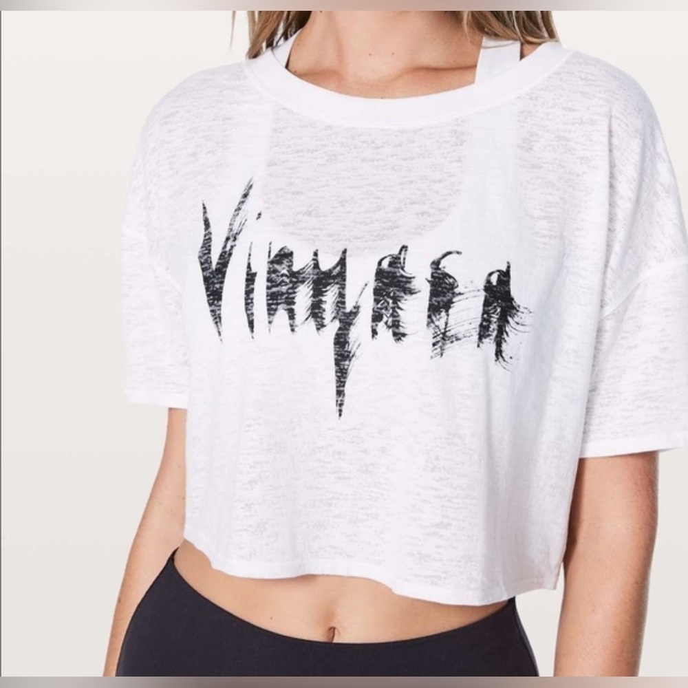 Lululemon Vinyasa lightest cropped tee white size 2